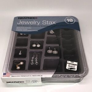 Neatnix Jewelry STAX 18-Compartment Organizer Grey Storage Box  Earrings 2011